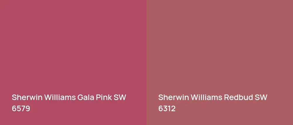 Sherwin Williams Gala Pink SW 6579 vs Sherwin Williams Redbud SW 6312