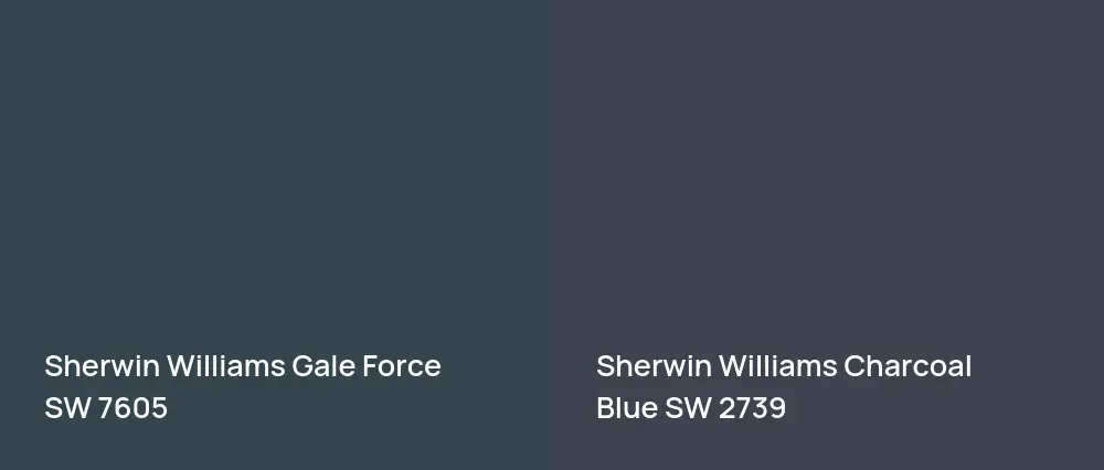 Sherwin Williams Gale Force SW 7605 vs Sherwin Williams Charcoal Blue SW 2739