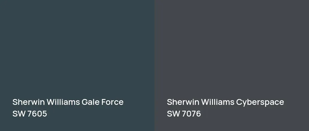Sherwin Williams Gale Force SW 7605 vs Sherwin Williams Cyberspace SW 7076