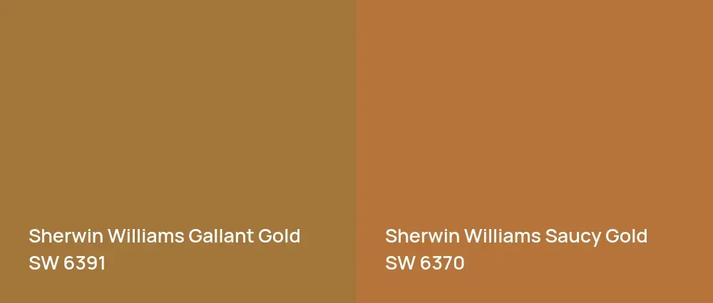 Sherwin Williams Gallant Gold SW 6391 vs Sherwin Williams Saucy Gold SW 6370