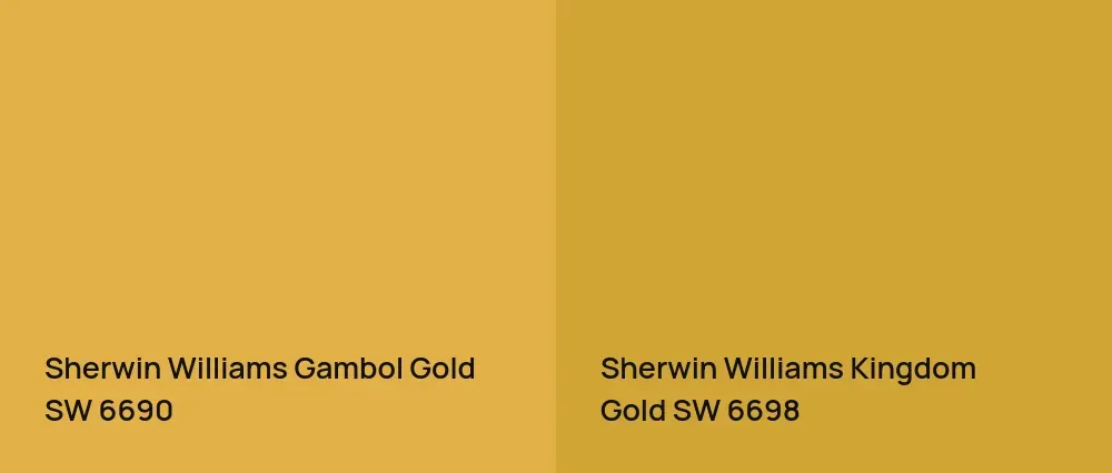 Sherwin Williams Gambol Gold SW 6690 vs Sherwin Williams Kingdom Gold SW 6698
