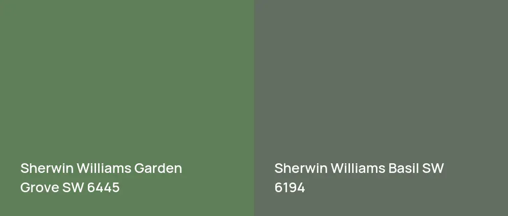 Sherwin Williams Garden Grove SW 6445 vs Sherwin Williams Basil SW 6194