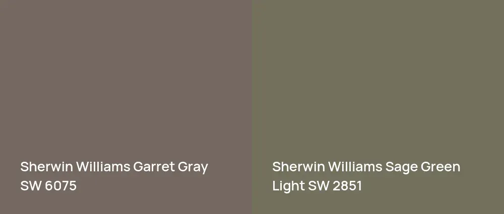 Sherwin Williams Garret Gray SW 6075 vs Sherwin Williams Sage Green Light SW 2851