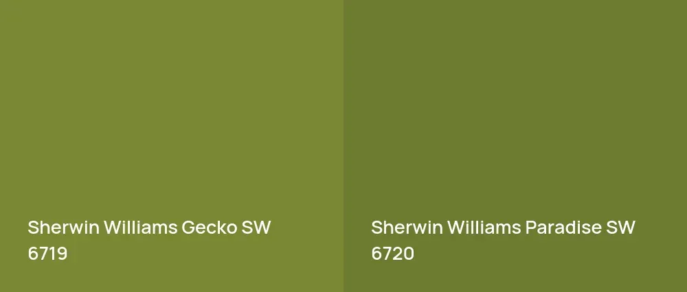 Sherwin Williams Gecko SW 6719 vs Sherwin Williams Paradise SW 6720