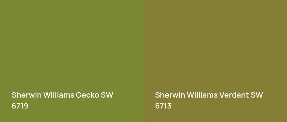 Sherwin Williams Gecko SW 6719 vs Sherwin Williams Verdant SW 6713