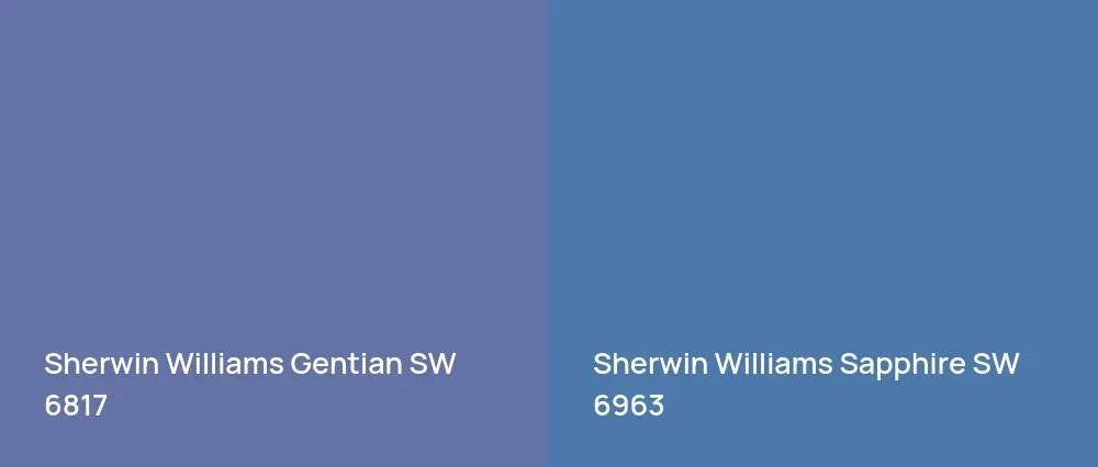 Sherwin Williams Gentian SW 6817 vs Sherwin Williams Sapphire SW 6963