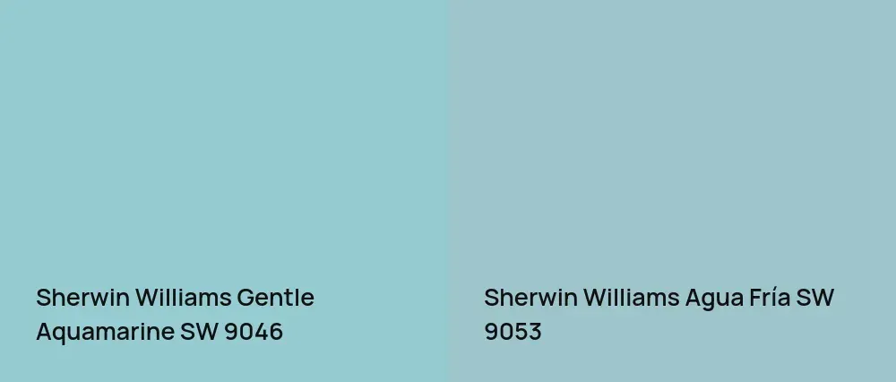 Sherwin Williams Gentle Aquamarine SW 9046 vs Sherwin Williams Agua Fría SW 9053
