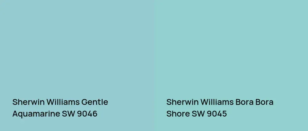 Sherwin Williams Gentle Aquamarine SW 9046 vs Sherwin Williams Bora Bora Shore SW 9045