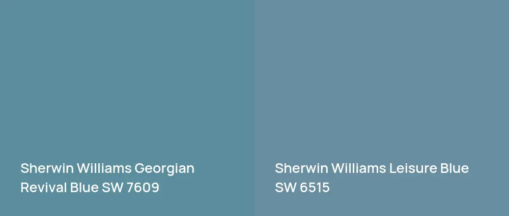 Sherwin Williams Georgian Revival Blue SW 7609 vs Sherwin Williams Leisure Blue SW 6515