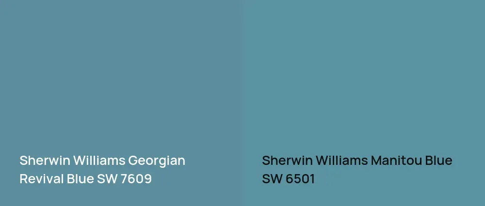 Sherwin Williams Georgian Revival Blue SW 7609 vs Sherwin Williams Manitou Blue SW 6501