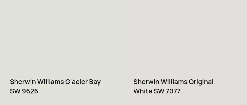 Sherwin Williams Glacier Bay SW 9626 vs Sherwin Williams Original White SW 7077