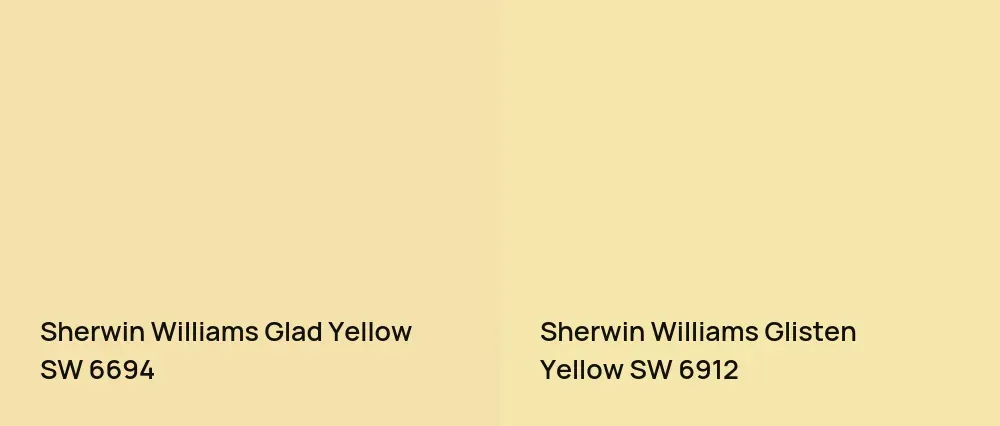 Sherwin Williams Glad Yellow SW 6694 vs Sherwin Williams Glisten Yellow SW 6912