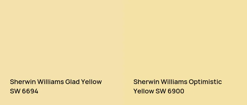 Sherwin Williams Glad Yellow SW 6694 vs Sherwin Williams Optimistic Yellow SW 6900
