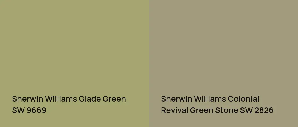 Sherwin Williams Glade Green SW 9669 vs Sherwin Williams Colonial Revival Green Stone SW 2826