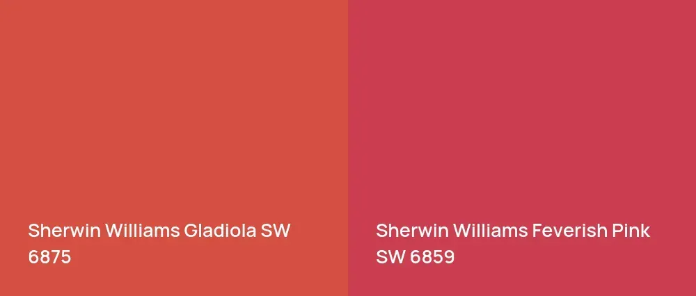 Sherwin Williams Gladiola SW 6875 vs Sherwin Williams Feverish Pink SW 6859
