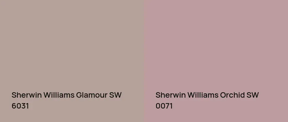Sherwin Williams Glamour SW 6031 vs Sherwin Williams Orchid SW 0071