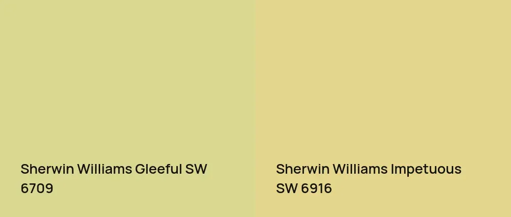 Sherwin Williams Gleeful SW 6709 vs Sherwin Williams Impetuous SW 6916