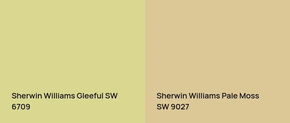 Sherwin Williams Gleeful SW 6709 vs Sherwin Williams Pale Moss SW 9027