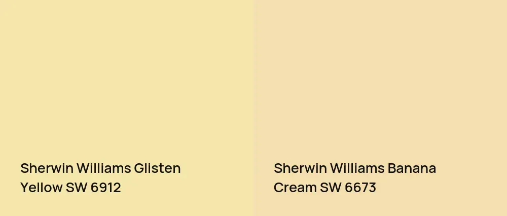 Sherwin Williams Glisten Yellow SW 6912 vs Sherwin Williams Banana Cream SW 6673