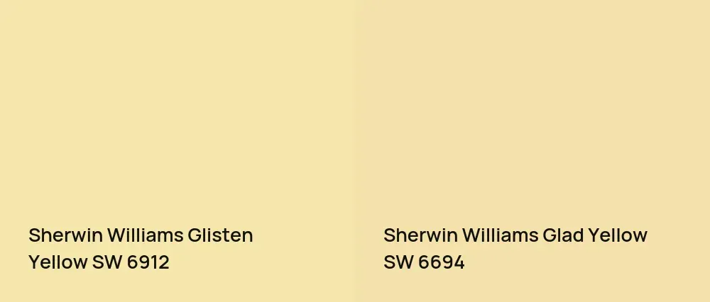 Sherwin Williams Glisten Yellow SW 6912 vs Sherwin Williams Glad Yellow SW 6694