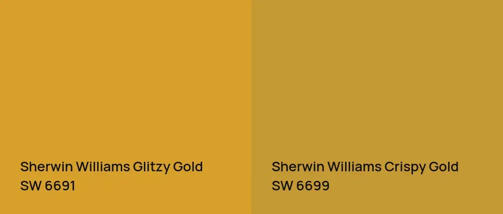 Sherwin Williams Glitzy Gold SW 6691 vs Sherwin Williams Crispy Gold SW 6699