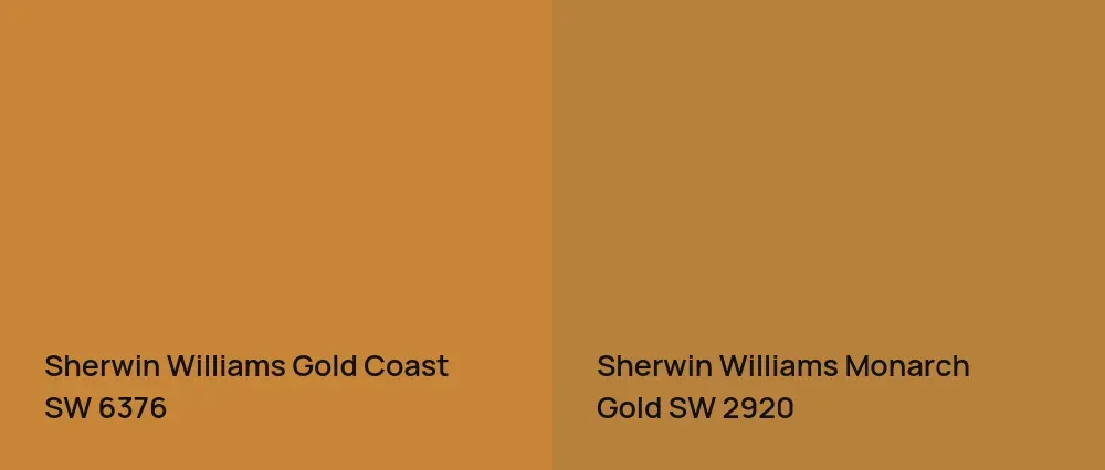 Sherwin Williams Gold Coast SW 6376 vs Sherwin Williams Monarch Gold SW 2920