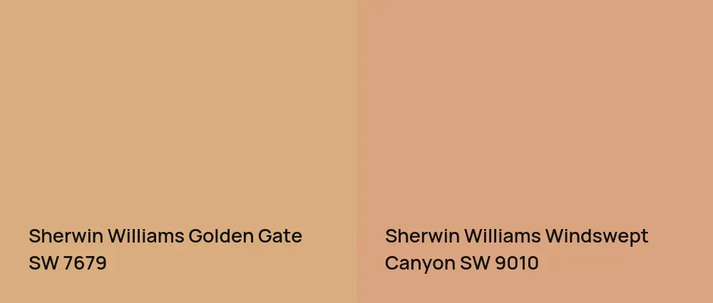 Sherwin Williams Golden Gate SW 7679 vs Sherwin Williams Windswept Canyon SW 9010