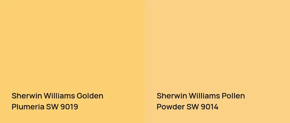 Sherwin Williams Golden Plumeria SW 9019 vs Sherwin Williams Pollen Powder SW 9014