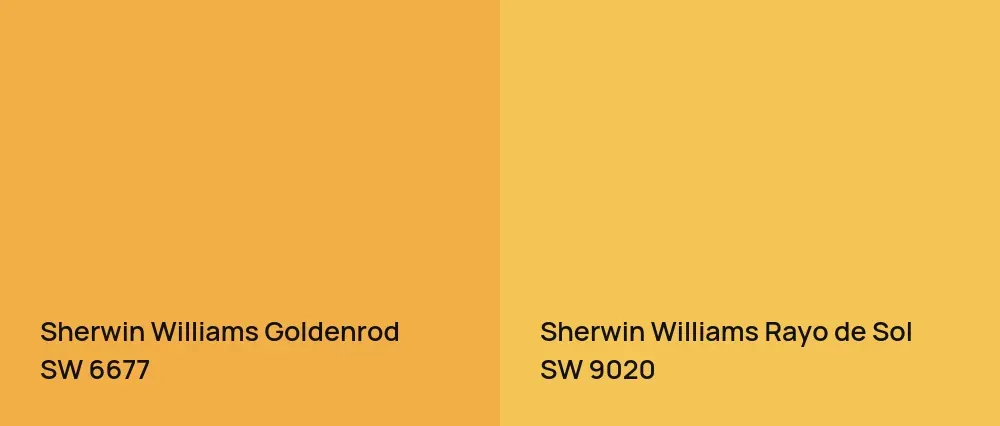 Sherwin Williams Goldenrod SW 6677 vs Sherwin Williams Rayo de Sol SW 9020