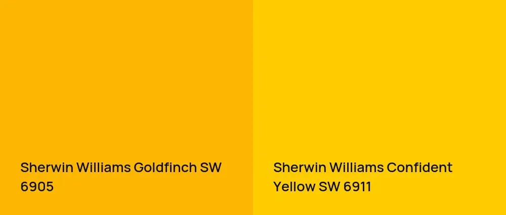 Sherwin Williams Goldfinch SW 6905 vs Sherwin Williams Confident Yellow SW 6911