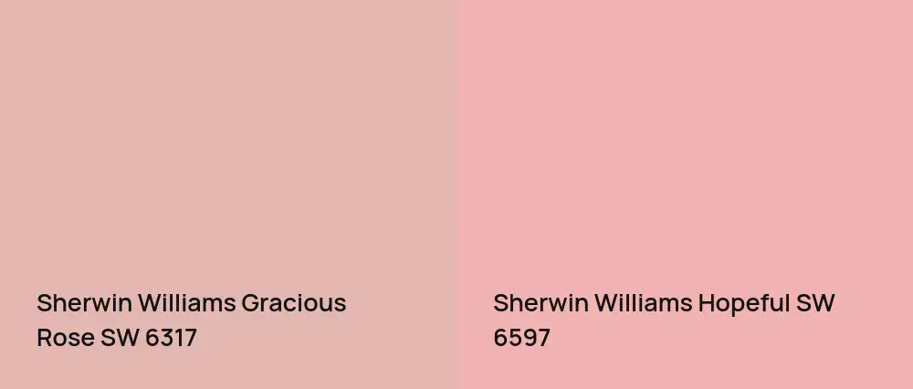 Sherwin Williams Gracious Rose SW 6317 vs Sherwin Williams Hopeful SW 6597