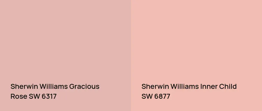 Sherwin Williams Gracious Rose SW 6317 vs Sherwin Williams Inner Child SW 6877