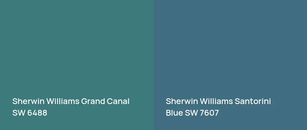 Sherwin Williams Grand Canal SW 6488 vs Sherwin Williams Santorini Blue SW 7607