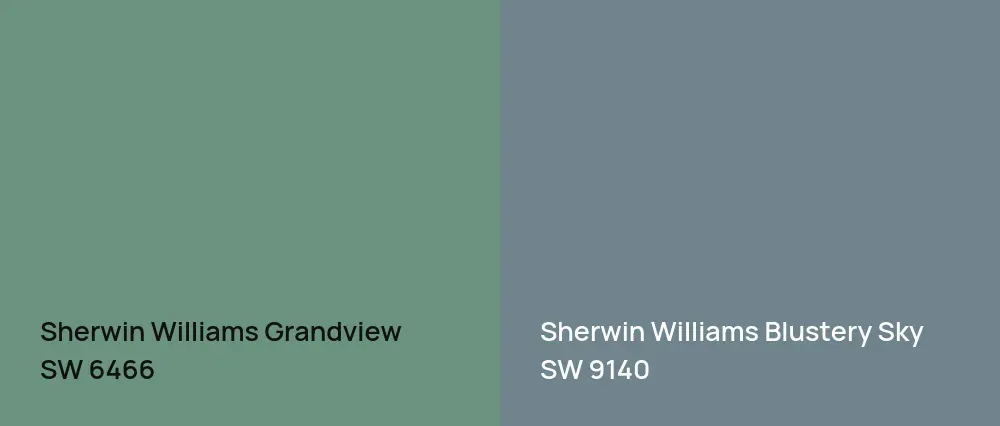 Sherwin Williams Grandview SW 6466 vs Sherwin Williams Blustery Sky SW 9140