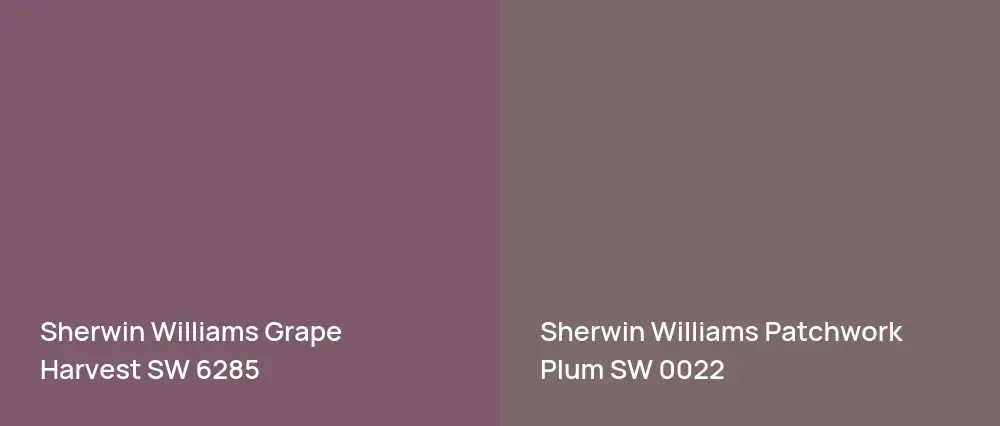 Sherwin Williams Grape Harvest SW 6285 vs Sherwin Williams Patchwork Plum SW 0022