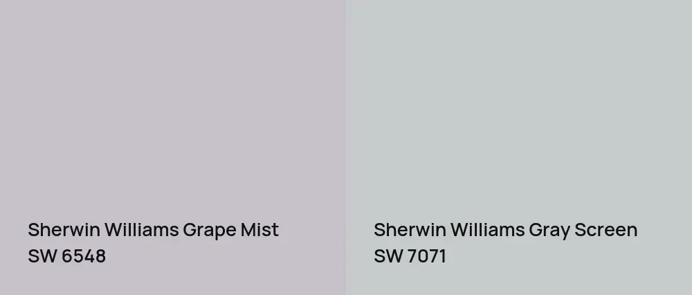Sherwin Williams Grape Mist SW 6548 vs Sherwin Williams Gray Screen SW 7071