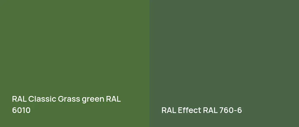 RAL Classic  Grass green RAL 6010 vs RAL Effect  RAL 760-6