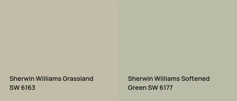 Sherwin Williams Grassland SW 6163 vs Sherwin Williams Softened Green SW 6177