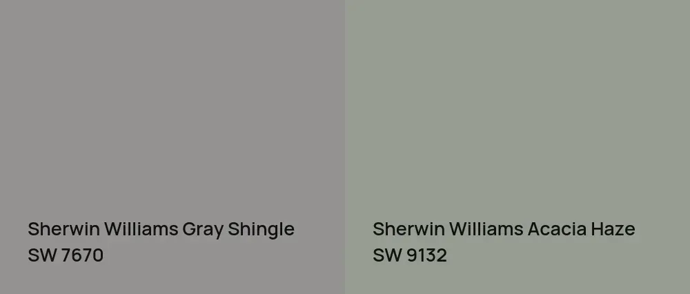 Sherwin Williams Gray Shingle SW 7670 vs Sherwin Williams Acacia Haze SW 9132