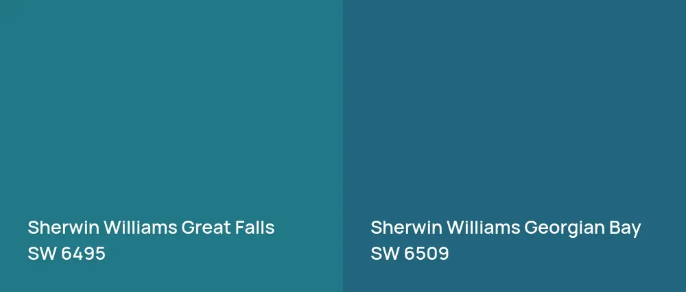 Sherwin Williams Great Falls SW 6495 vs Sherwin Williams Georgian Bay SW 6509