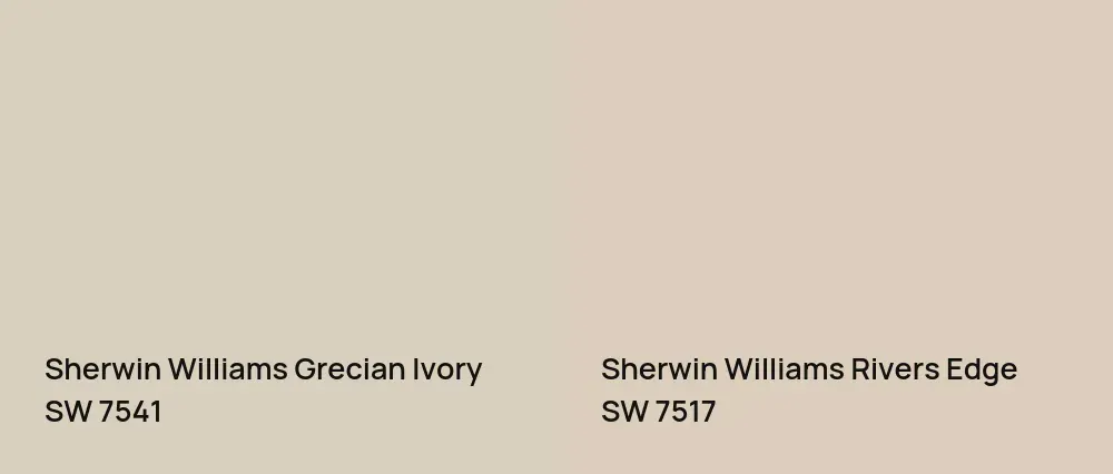 Sherwin Williams Grecian Ivory SW 7541 vs Sherwin Williams Rivers Edge SW 7517