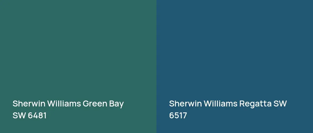 Sherwin Williams Green Bay SW 6481 vs Sherwin Williams Regatta SW 6517
