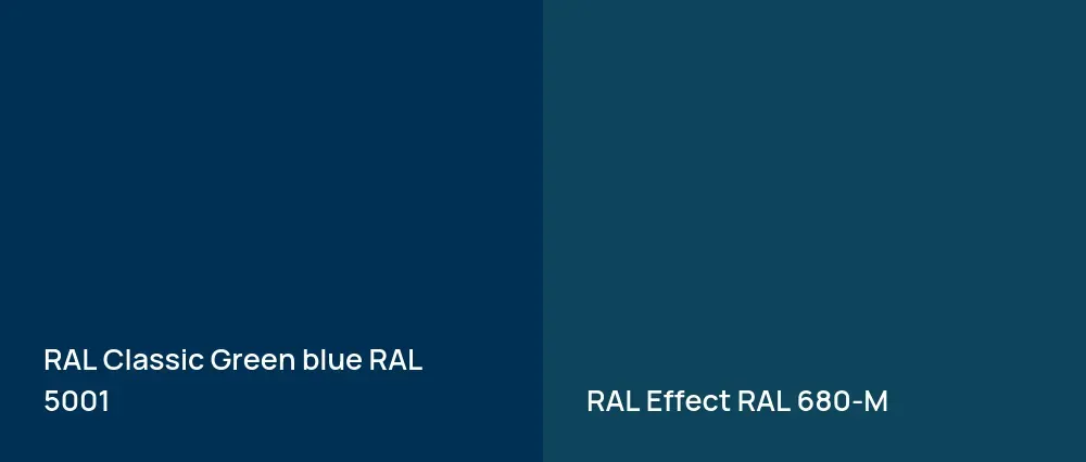 RAL Classic Green blue RAL 5001 vs RAL Effect  RAL 680-M