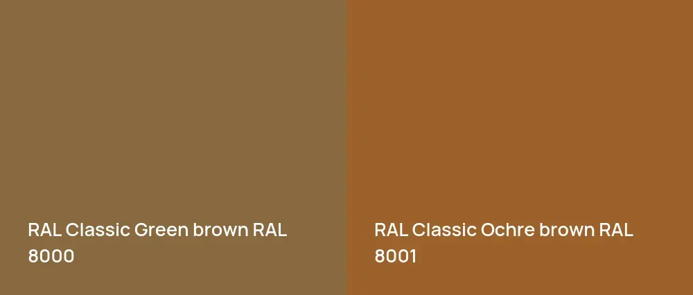 RAL Classic  Green brown RAL 8000 vs RAL Classic  Ochre brown RAL 8001