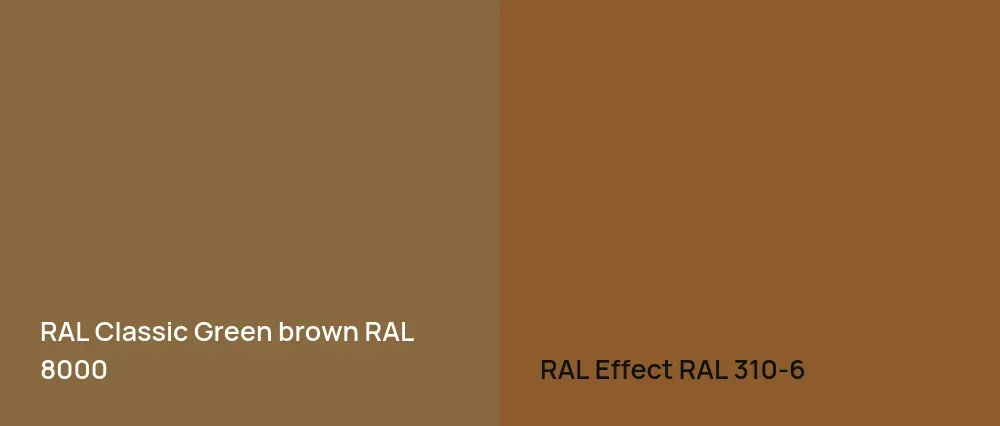 RAL Classic  Green brown RAL 8000 vs RAL Effect  RAL 310-6