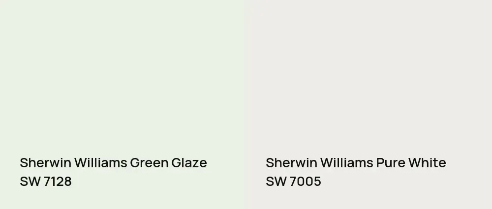 Sherwin Williams Green Glaze SW 7128 vs Sherwin Williams Pure White SW 7005