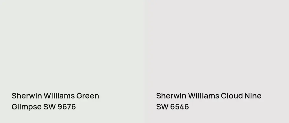 Sherwin Williams Green Glimpse SW 9676 vs Sherwin Williams Cloud Nine SW 6546