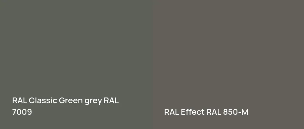 RAL Classic  Green grey RAL 7009 vs RAL Effect  RAL 850-M