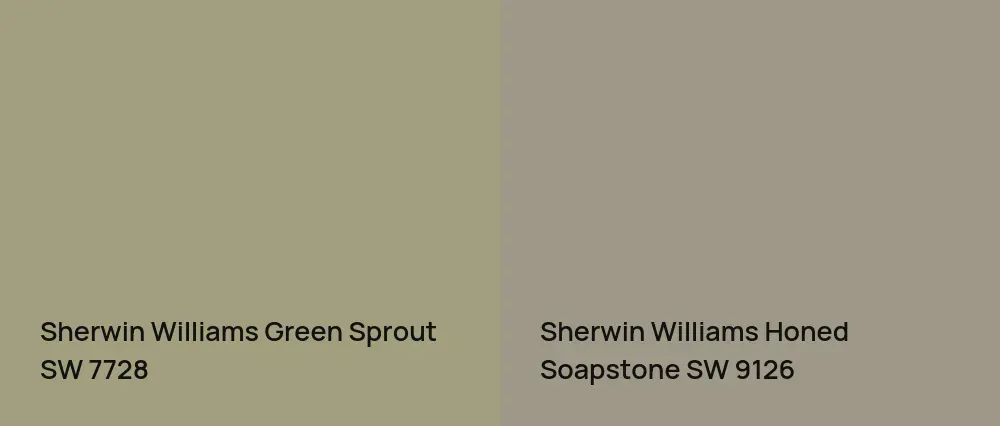 Sherwin Williams Green Sprout SW 7728 vs Sherwin Williams Honed Soapstone SW 9126
