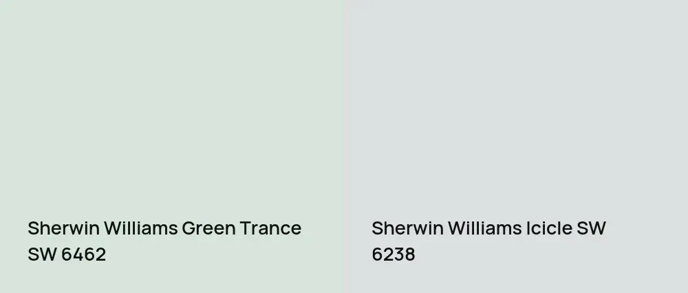 Sherwin Williams Green Trance SW 6462 vs Sherwin Williams Icicle SW 6238